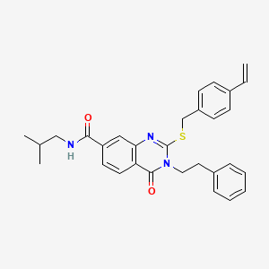 molecular formula C30H31N3O2S B2948764 N-异丁基-4-氧代-3-苯乙基-2-((4-乙烯基苄基)硫代)-3,4-二氢喹唑啉-7-甲酰胺 CAS No. 1115313-92-2