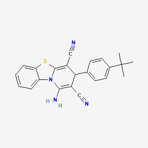 molecular formula C23H20N4S B2948765 1-amino-3-(4-tert-butylphenyl)-3H-pyrido[2,1-b][1,3]benzothiazole-2,4-dicarbonitrile CAS No. 725703-58-2