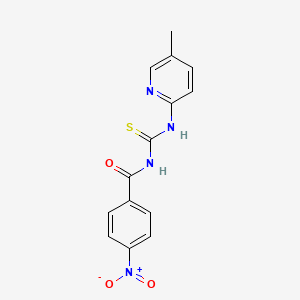 molecular formula C14H12N4O3S B2948774 N-((5-methylpyridin-2-yl)carbamothioyl)-4-nitrobenzamide CAS No. 431057-13-5