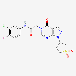 molecular formula C17H15ClFN5O4S B2948778 N-(3-chloro-4-fluorophenyl)-2-(1-(1,1-dioxidotetrahydrothiophen-3-yl)-4-oxo-1H-pyrazolo[3,4-d]pyrimidin-5(4H)-yl)acetamide CAS No. 1040647-51-5