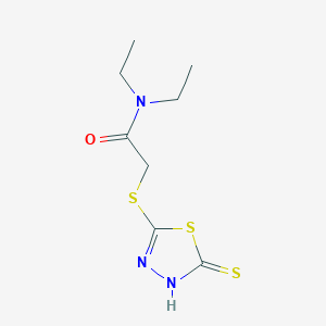 molecular formula C8H13N3OS3 B2948790 N,N-diethyl-2-[(5-mercapto-1,3,4-thiadiazol-2-yl)thio]acetamide CAS No. 790725-73-4
