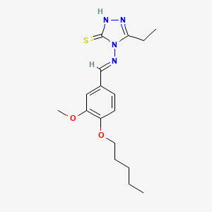 molecular formula C17H24N4O2S B2948800 3-ethyl-4-[(E)-(3-methoxy-4-pentoxyphenyl)methylideneamino]-1H-1,2,4-triazole-5-thione CAS No. 691385-12-3