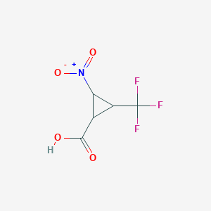 molecular formula C5H4F3NO4 B2948807 2-Nitro-3-(trifluoromethyl)cyclopropane-1-carboxylic acid CAS No. 2225144-66-9