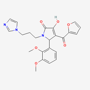 molecular formula C23H23N3O6 B2948810 1-(3-(1H-imidazol-1-yl)propyl)-5-(2,3-dimethoxyphenyl)-4-(furan-2-carbonyl)-3-hydroxy-1H-pyrrol-2(5H)-one CAS No. 384797-86-8