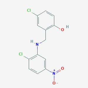 molecular formula C13H10Cl2N2O3 B2948812 4-Chloro-2-{[(2-chloro-5-nitrophenyl)amino]methyl}phenol CAS No. 1157522-04-7