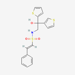 (E)-N-(2-hydroxy-2-(thiophen-2-yl)-2-(thiophen-3-yl)ethyl)-2-phenylethenesulfonamide