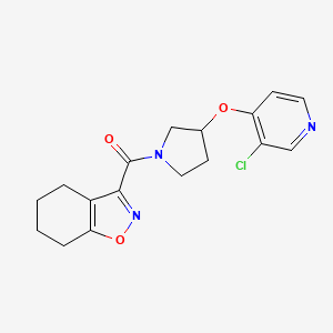 molecular formula C17H18ClN3O3 B2948836 (3-((3-Chloropyridin-4-yl)oxy)pyrrolidin-1-yl)(4,5,6,7-tetrahydrobenzo[d]isoxazol-3-yl)methanone CAS No. 2034315-29-0
