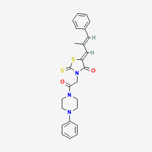 (Z)-5-((E)-2-methyl-3-phenylallylidene)-3-(2-oxo-2-(4-phenylpiperazin-1-yl)ethyl)-2-thioxothiazolidin-4-one