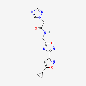 N-((3-(5-cyclopropylisoxazol-3-yl)-1,2,4-oxadiazol-5-yl)methyl)-2-(1H-1,2,4-triazol-1-yl)acetamide