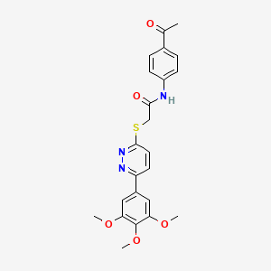 molecular formula C23H23N3O5S B2948846 N-(4-acetylphenyl)-2-((6-(3,4,5-trimethoxyphenyl)pyridazin-3-yl)thio)acetamide CAS No. 900008-98-2