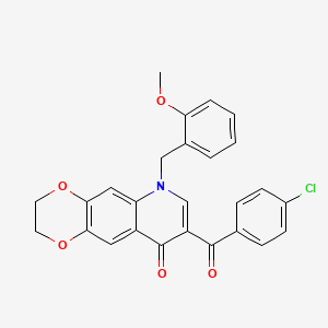 molecular formula C26H20ClNO5 B2948857 8-(4-chlorobenzoyl)-6-[(2-methoxyphenyl)methyl]-2H,3H,6H,9H-[1,4]dioxino[2,3-g]quinolin-9-one CAS No. 904451-36-1