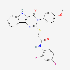 molecular formula C25H18F2N4O3S B2948875 N-(2,4-difluorophenyl)-2-((3-(4-methoxyphenyl)-4-oxo-4,5-dihydro-3H-pyrimido[5,4-b]indol-2-yl)thio)acetamide CAS No. 536707-49-0