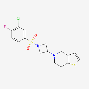 molecular formula C16H16ClFN2O2S2 B2948876 5-(1-((3-氯-4-氟苯基)磺酰基)氮杂环丁-3-基)-4,5,6,7-四氢噻吩并[3,2-c]吡啶 CAS No. 2034428-78-7