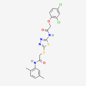 molecular formula C20H18Cl2N4O3S2 B2948877 2-(2,4-dichlorophenoxy)-N-(5-((2-((2,5-dimethylphenyl)amino)-2-oxoethyl)thio)-1,3,4-thiadiazol-2-yl)acetamide CAS No. 392294-89-2