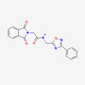 molecular formula C19H14N4O4 B2948889 2-(1,3-dioxo-1,3-dihydro-2H-isoindol-2-yl)-N-[(3-phenyl-1,2,4-oxadiazol-5-yl)methyl]acetamide CAS No. 898118-19-9