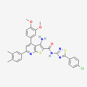3-amino-N-[5-(4-chlorophenyl)-1,2,4-thiadiazol-3-yl]-4-(3,4-dimethoxyphenyl)-6-(3,4-dimethylphenyl)thieno[2,3-b]pyridine-2-carboxamide
