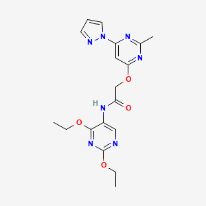 molecular formula C18H21N7O4 B2948891 N-(2,4-diethoxypyrimidin-5-yl)-2-((2-methyl-6-(1H-pyrazol-1-yl)pyrimidin-4-yl)oxy)acetamide CAS No. 1797659-39-2