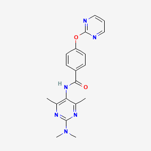 molecular formula C19H20N6O2 B2948914 N-(2-(dimethylamino)-4,6-dimethylpyrimidin-5-yl)-4-(pyrimidin-2-yloxy)benzamide CAS No. 1448073-02-6