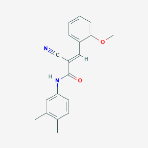 molecular formula C19H18N2O2 B2948920 (2E)-2-cyano-N-(3,4-dimethylphenyl)-3-(2-methoxyphenyl)acrylamide CAS No. 342590-33-4