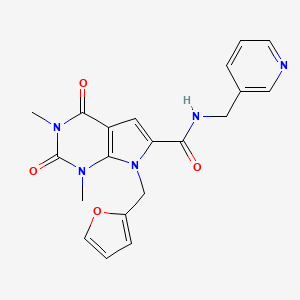 molecular formula C20H19N5O4 B2948933 7-(furan-2-ylmethyl)-1,3-dimethyl-2,4-dioxo-N-(pyridin-3-ylmethyl)-2,3,4,7-tetrahydro-1H-pyrrolo[2,3-d]pyrimidine-6-carboxamide CAS No. 1040655-67-1