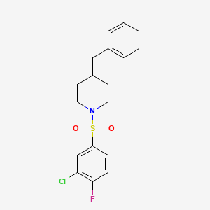 molecular formula C18H19ClFNO2S B2948935 4-Benzyl-1-(3-chloro-4-fluorobenzenesulfonyl)piperidine CAS No. 612043-29-5