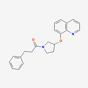 3-Phenyl-1-(3-(quinolin-8-yloxy)pyrrolidin-1-yl)propan-1-one