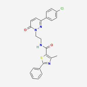 molecular formula C23H19ClN4O2S B2948940 N-(2-(3-(4-chlorophenyl)-6-oxopyridazin-1(6H)-yl)ethyl)-4-methyl-2-phenylthiazole-5-carboxamide CAS No. 921852-25-7