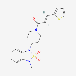 molecular formula C19H21N3O3S2 B2948949 (E)-1-(4-(3-甲基-2,2-二氧化苯并[c][1,2,5]噻二唑-1(3H)-基)哌啶-1-基)-3-(噻吩-2-基)丙-2-烯-1-酮 CAS No. 2035018-87-0