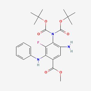Methyl 5-amino-4-{bis[(tert-butoxy)carbonyl]amino}-3-fluoro-2-(phenylamino)benzoate