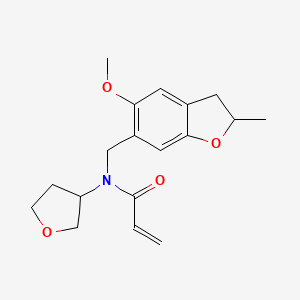 molecular formula C18H23NO4 B2948958 N-[(5-Methoxy-2-methyl-2,3-dihydro-1-benzofuran-6-yl)methyl]-N-(oxolan-3-yl)prop-2-enamide CAS No. 2411244-47-6