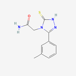 molecular formula C11H12N4OS B2948961 2-[3-(3-methylphenyl)-5-sulfanyl-4H-1,2,4-triazol-4-yl]acetamide CAS No. 847744-40-5