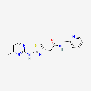 molecular formula C17H18N6OS B2948968 2-(2-((4,6-dimethylpyrimidin-2-yl)amino)thiazol-4-yl)-N-(pyridin-2-ylmethyl)acetamide CAS No. 1226438-20-5