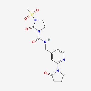 molecular formula C15H19N5O5S B2948973 3-(甲基磺酰基)-2-氧代-N-((2-(2-氧代吡咯烷-1-基)吡啶-4-基)甲基)咪唑烷-1-甲酰胺 CAS No. 2034265-71-7