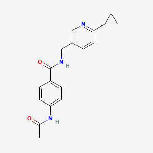 molecular formula C18H19N3O2 B2948975 N-[(6-cyclopropylpyridin-3-yl)methyl]-4-acetamidobenzamide CAS No. 2097863-22-2