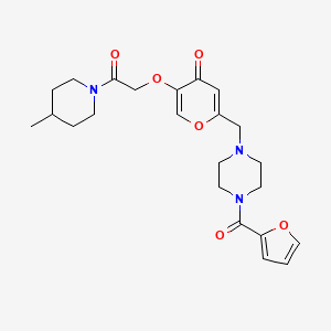 molecular formula C23H29N3O6 B2948978 2-((4-(furan-2-carbonyl)piperazin-1-yl)methyl)-5-(2-(4-methylpiperidin-1-yl)-2-oxoethoxy)-4H-pyran-4-one CAS No. 898416-74-5
