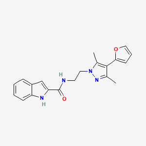 molecular formula C20H20N4O2 B2948979 N-(2-(4-(furan-2-yl)-3,5-dimethyl-1H-pyrazol-1-yl)ethyl)-1H-indole-2-carboxamide CAS No. 2097891-35-3