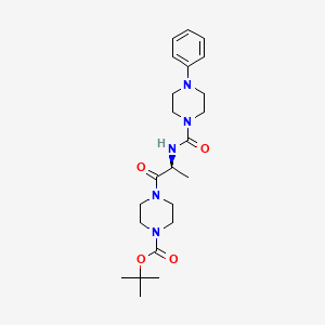 molecular formula C23H35N5O4 B2948981 tert-butyl 4-[(2S)-2-[(4-phenylpiperazine-1-carbonyl)amino]propanoyl]piperazine-1-carboxylate CAS No. 1314014-36-2