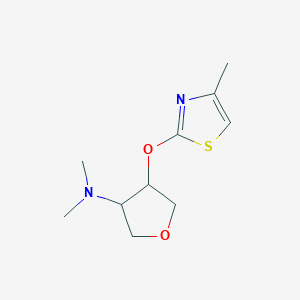 molecular formula C10H16N2O2S B2949001 N,N-dimethyl-4-[(4-methyl-1,3-thiazol-2-yl)oxy]oxolan-3-amine CAS No. 2201737-25-7