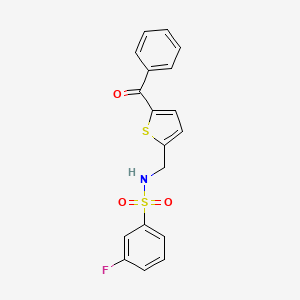 molecular formula C18H14FNO3S2 B2949005 N-((5-benzoylthiophen-2-yl)methyl)-3-fluorobenzenesulfonamide CAS No. 1797958-54-3