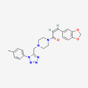 (Z)-3-(benzo[d][1,3]dioxol-5-yl)-1-(4-((1-(p-tolyl)-1H-tetrazol-5-yl)methyl)piperazin-1-yl)prop-2-en-1-one