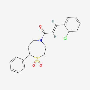 molecular formula C20H20ClNO3S B2949017 (E)-3-(2-chlorophenyl)-1-(1,1-dioxido-7-phenyl-1,4-thiazepan-4-yl)prop-2-en-1-one CAS No. 2034997-59-4