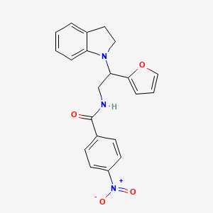 molecular formula C21H19N3O4 B2949026 N-(2-(furan-2-yl)-2-(indolin-1-yl)ethyl)-4-nitrobenzamide CAS No. 898458-15-6