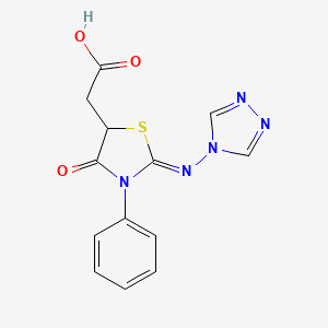 2-[4-oxo-3-phenyl-2-(4H-1,2,4-triazol-4-ylimino)-1,3-thiazolan-5-yl]acetic acid