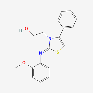 molecular formula C18H18N2O2S B2949046 (Z)-2-(2-((2-methoxyphenyl)imino)-4-phenylthiazol-3(2H)-yl)ethanol CAS No. 905764-15-0