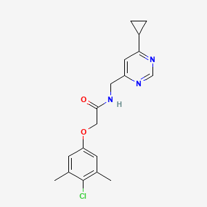 molecular formula C18H20ClN3O2 B2949050 2-(4-chloro-3,5-dimethylphenoxy)-N-((6-cyclopropylpyrimidin-4-yl)methyl)acetamide CAS No. 2194847-15-7