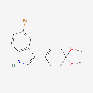 molecular formula C16H16BrNO2 B2949052 5-Bromo-3-(1,4-dioxaspiro[4.5]dec-7-en-8-yl)-1H-indole CAS No. 282546-99-0