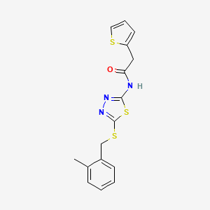 molecular formula C16H15N3OS3 B2949059 N-[5-[(2-甲基苯基)甲硫基]-1,3,4-噻二唑-2-基]-2-噻吩-2-基乙酰胺 CAS No. 868977-20-2