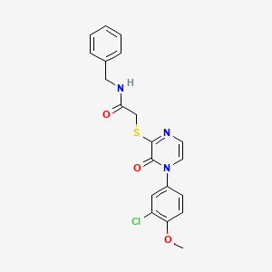 molecular formula C20H18ClN3O3S B2949060 N-benzyl-2-[4-(3-chloro-4-methoxyphenyl)-3-oxopyrazin-2-yl]sulfanylacetamide CAS No. 899744-20-8