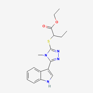molecular formula C17H20N4O2S B2949061 ethyl 2-((5-(1H-indol-3-yl)-4-methyl-4H-1,2,4-triazol-3-yl)thio)butanoate CAS No. 852143-37-4