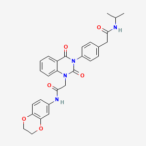 N-(2,3-dihydrobenzo[b][1,4]dioxin-6-yl)-2-(3-(4-(2-(isopropylamino)-2-oxoethyl)phenyl)-2,4-dioxo-3,4-dihydroquinazolin-1(2H)-yl)acetamide
